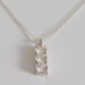 GRA Certificate 1.5 CT Moissanite Trilogy 3 Stone Drop Necklace